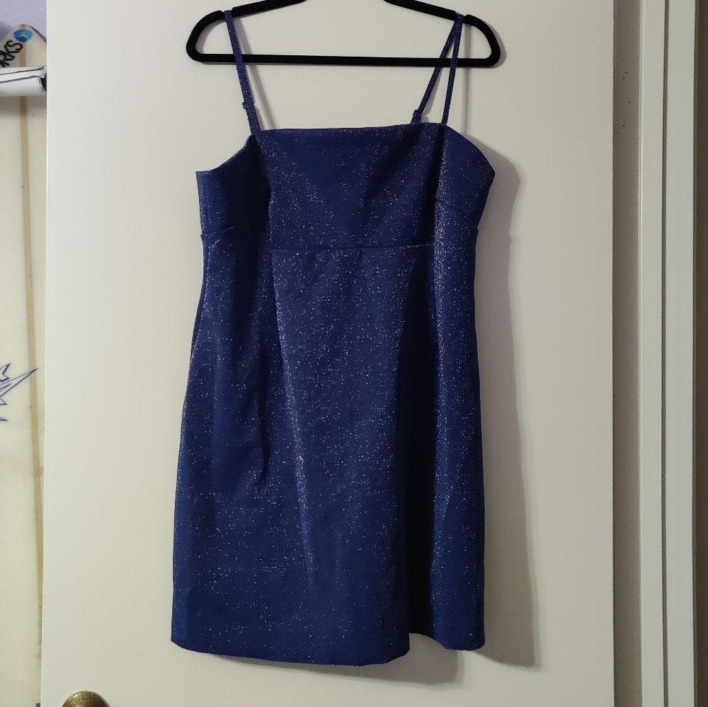 Royal blue glitter mini dress